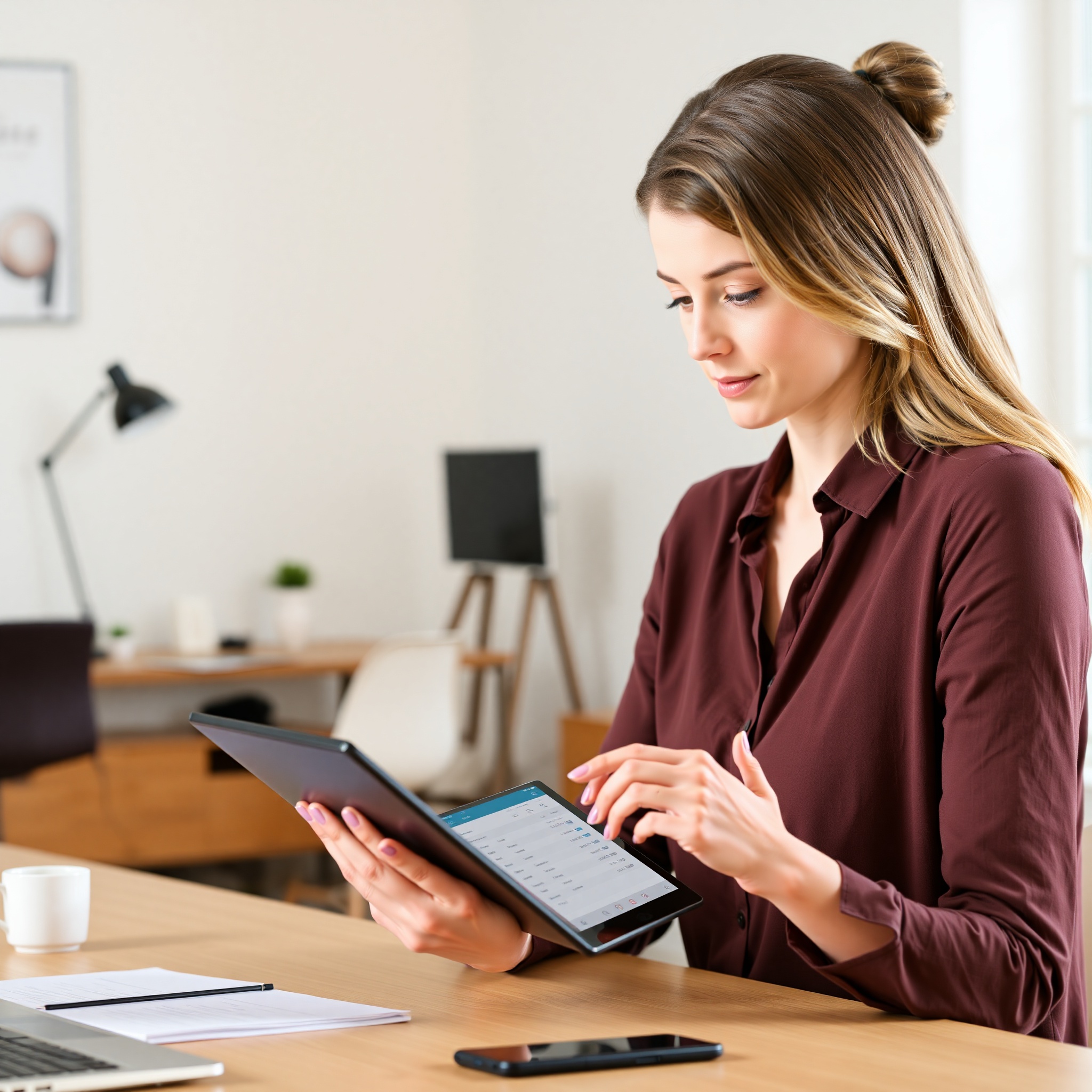 Professional photo of Canadian family discussing financial planning at kitchen table with documents and laptop, natural lighting, warm family environment